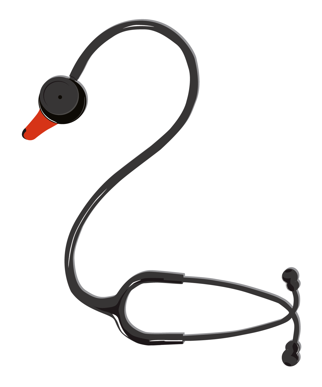 Stethoskop in Form eines Schwans gelegt